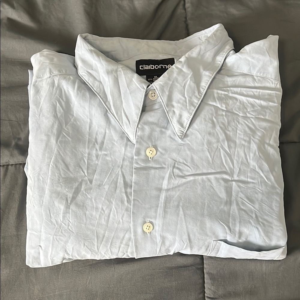 Claiborne Brushed Dress Shirt Blue Size XL